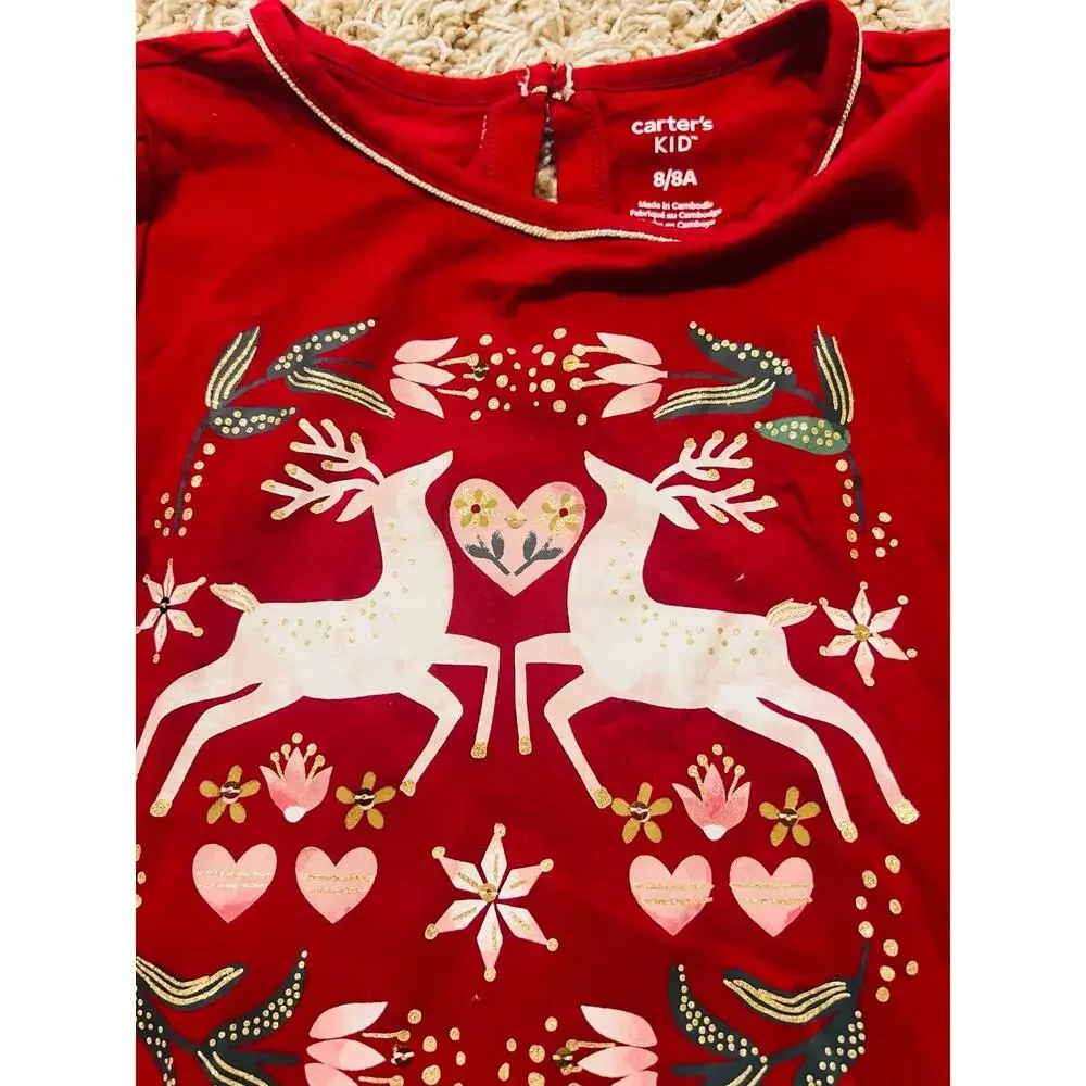 NWT❤️Carter's girl Deer cotton top sz8